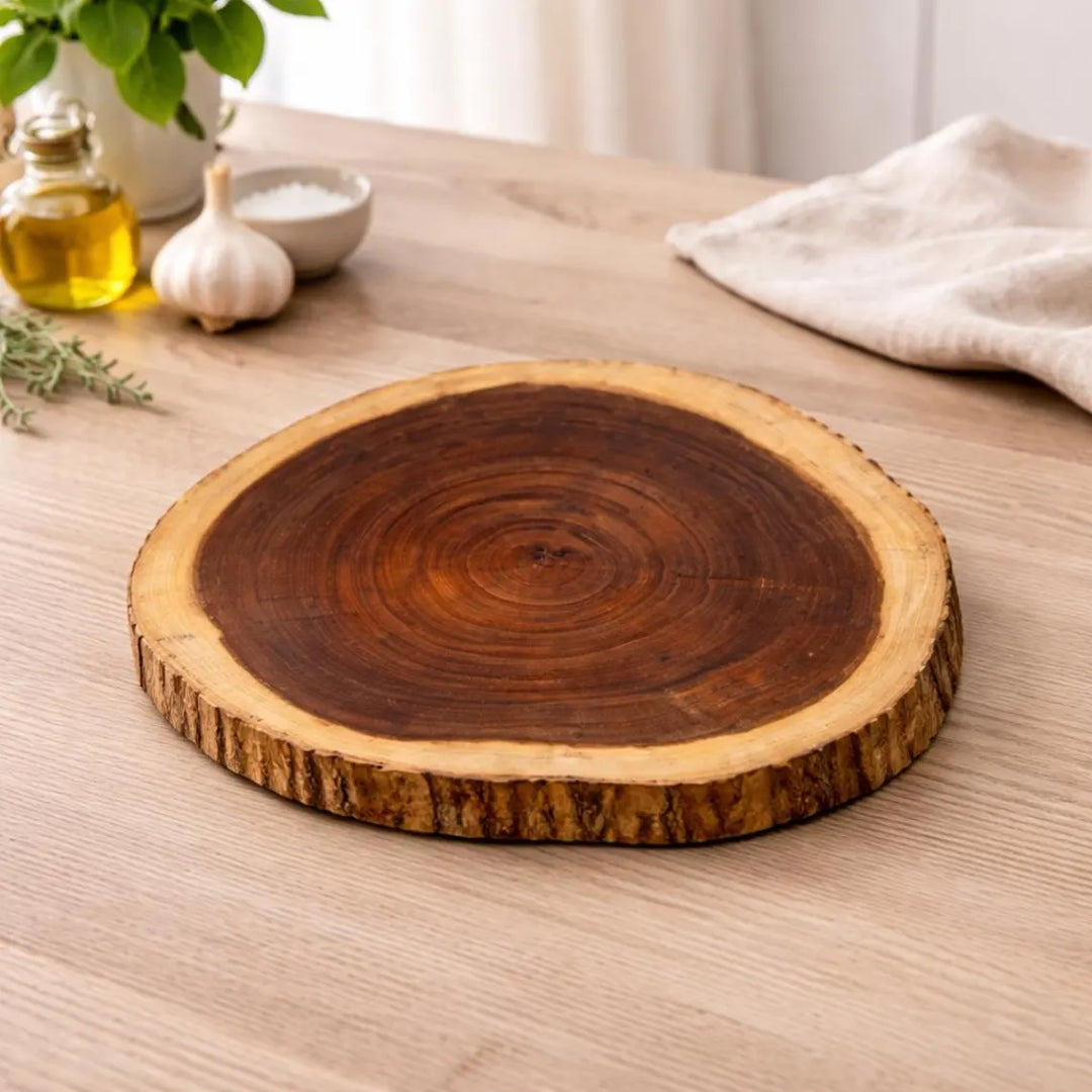 Handcrafted Acacia Wood Chopping & Serving Board with Natural Live Edge