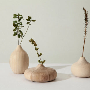 Wooden vase set of 3 wood home decor handmade vase